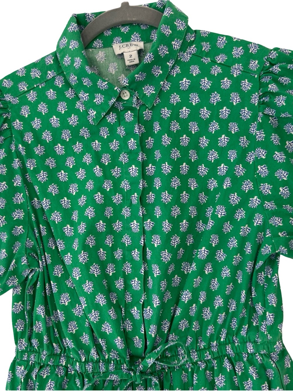 J. Crew Green Floral Tie-Waist Mini Dress - Picture 8 of 8